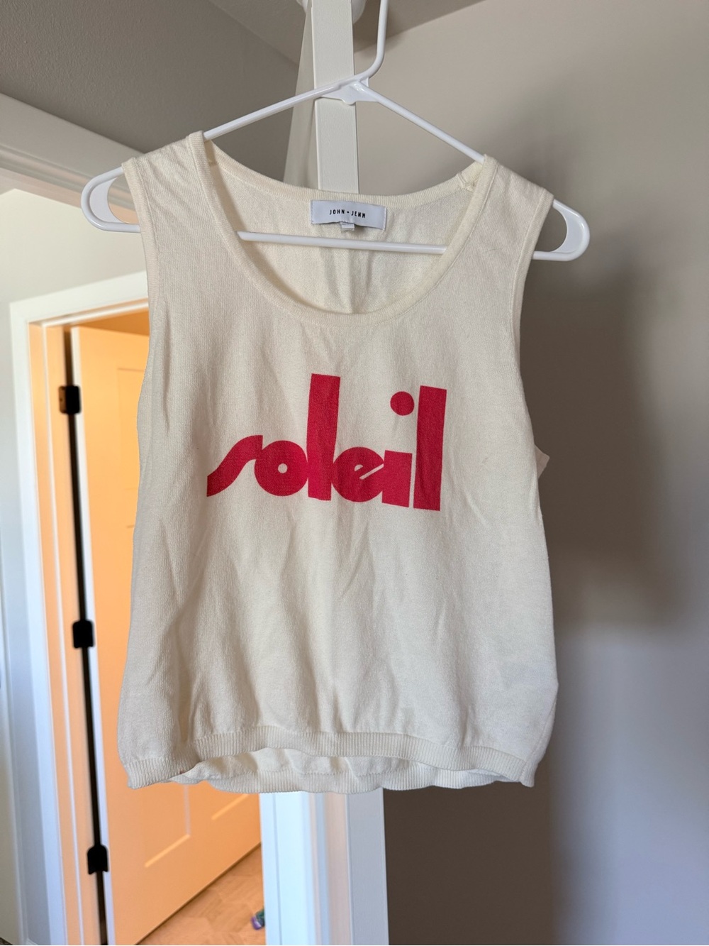 John + Jenn 'Soleil' Cream Tank with Red Logo